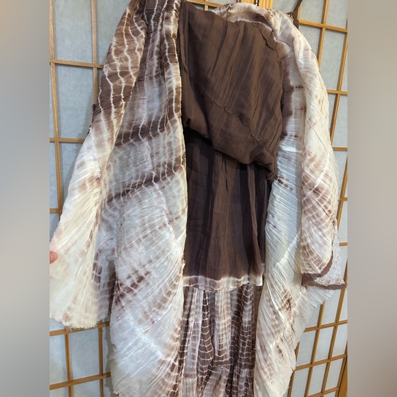 MY CHOICE Brown Tie Dye Maxi Skirt OS - Picture 2 of 5